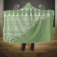 Fiji Marau na Kerisimasi Hooded Blanket Sage Green Tagimoucia Tapa Masi Tribal LT9 - Polynesian Pride