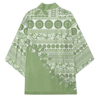 Fiji Marau na Kerisimasi Kimono Sage Green Tagimoucia Tapa Masi Tribal LT9 - Polynesian Pride