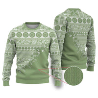 Fiji Marau na Kerisimasi Ugly Christmas Sweater Sage Green Tagimoucia Tapa Masi Tribal LT9 Green - Polynesian Pride
