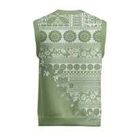 Fiji Marau na Kerisimasi Christmas Knitted V-Neck Vest Sage Green Tagimoucia Tapa Masi Tribal LT9 - Polynesian Pride