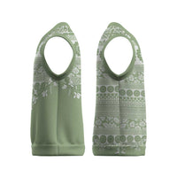 Fiji Marau na Kerisimasi Christmas Knitted V-Neck Vest Sage Green Tagimoucia Tapa Masi Tribal LT9 - Polynesian Pride