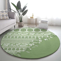 Fiji Marau na Kerisimasi Round Carpet Sage Green Tagimoucia Tapa Masi Tribal LT9 - Polynesian Pride