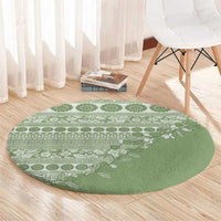 Fiji Marau na Kerisimasi Round Carpet Sage Green Tagimoucia Tapa Masi Tribal LT9 - Polynesian Pride