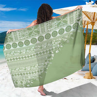 Fiji Marau na Kerisimasi Sarong Sage Green Tagimoucia Tapa Masi Tribal LT9 One Size 44 x 66 inches Green - Polynesian Pride