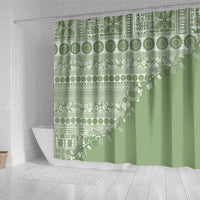 Fiji Marau na Kerisimasi Shower Curtain Sage Green Tagimoucia Tapa Masi Tribal LT9 - Polynesian Pride