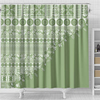 Fiji Marau na Kerisimasi Shower Curtain Sage Green Tagimoucia Tapa Masi Tribal LT9 - Polynesian Pride