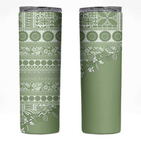 Fiji Marau na Kerisimasi Skinny Tumbler Sage Green Tagimoucia Tapa Masi Tribal LT9 Green - Polynesian Pride
