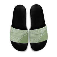 Fiji Marau na Kerisimasi Slide Sandals Sage Green Tagimoucia Tapa Masi Tribal LT9 Green - Polynesian Pride