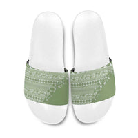Fiji Marau na Kerisimasi Slide Sandals Sage Green Tagimoucia Tapa Masi Tribal LT9 Green - Polynesian Pride