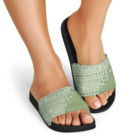 Fiji Marau na Kerisimasi Slide Sandals Sage Green Tagimoucia Tapa Masi Tribal LT9 - Polynesian Pride