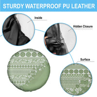 Fiji Marau na Kerisimasi Spare Tire Cover Sage Green Tagimoucia Tapa Masi Tribal LT9 - Polynesian Pride
