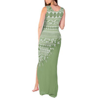 Fiji Marau na Kerisimasi Tank Maxi Dress Sage Green Tagimoucia Tapa Masi Tribal LT9 - Polynesian Pride
