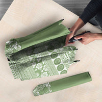 Fiji Marau na Kerisimasi Umbrella Sage Green Tagimoucia Tapa Masi Tribal LT9 - Polynesian Pride