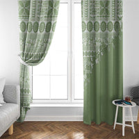 Fiji Marau na Kerisimasi Window Curtain Sage Green Tagimoucia Tapa Masi Tribal LT9 - Polynesian Pride