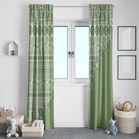 Fiji Marau na Kerisimasi Window Curtain Sage Green Tagimoucia Tapa Masi Tribal LT9 - Polynesian Pride