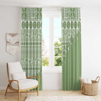 Fiji Marau na Kerisimasi Window Curtain Sage Green Tagimoucia Tapa Masi Tribal LT9 - Polynesian Pride