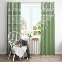 Fiji Marau na Kerisimasi Window Curtain Sage Green Tagimoucia Tapa Masi Tribal LT9 - Polynesian Pride