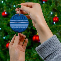 Fiji Marau na Kerisimasi Ceramic Ornament Blue Tapa Masi Inspired Christmas - Polynesian Pride