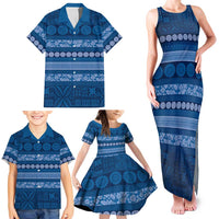 Fiji Marau na Kerisimasi Family Matching Tank Maxi Dress and Hawaiian Shirt Blue Tapa Masi Inspired Christmas LT9 - Polynesian Pride