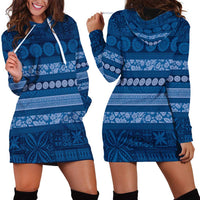Fiji Marau na Kerisimasi Hoodie Dress Blue Tapa Masi Inspired Christmas LT9 - Polynesian Pride