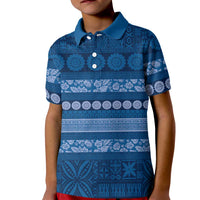 Fiji Marau na Kerisimasi Kid Polo Shirt Blue Tapa Masi Inspired Christmas LT9 Kid Blue - Polynesian Pride