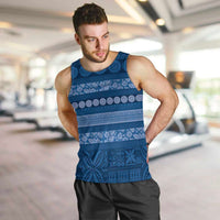 Fiji Marau na Kerisimasi Men Tank Top Blue Tapa Masi Inspired Christmas - Polynesian Pride