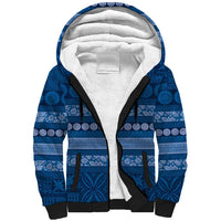 Fiji Marau na Kerisimasi Sherpa Hoodie Blue Tapa Masi Inspired Christmas LT9 Unisex Blue - Polynesian Pride