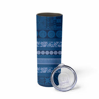 Fiji Marau na Kerisimasi Skinny Tumbler Blue Tapa Masi Inspired Christmas LT9 - Polynesian Pride