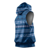 Fiji Marau na Kerisimasi Sleeveless Hoodie Blue Tapa Masi Inspired Christmas LT9 - Polynesian Pride