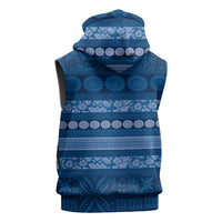 Fiji Marau na Kerisimasi Sleeveless Zip Hoodie Blue Tapa Masi Inspired Christmas LT9 - Polynesian Pride