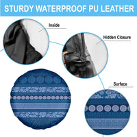 Fiji Marau na Kerisimasi Spare Tire Cover Blue Tapa Masi Inspired Christmas LT9 - Polynesian Pride