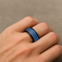 Fiji Marau na Kerisimasi Spinner Ring Blue Tapa Masi Inspired Christmas - Polynesian Pride