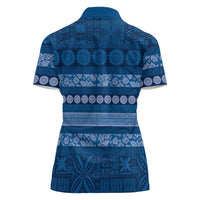 Fiji Marau na Kerisimasi Women Polo Shirt Blue Tapa Masi Inspired Christmas LT9 - Polynesian Pride