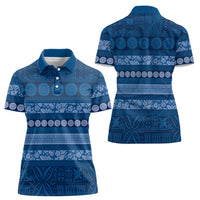 Fiji Marau na Kerisimasi Women Polo Shirt Blue Tapa Masi Inspired Christmas LT9 - Polynesian Pride