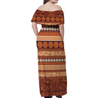 Fiji Marau na Kerisimasi Family Matching Off Shoulder Maxi Dress and Hawaiian Shirt Gold Tapa Masi Inspired Christmas LT9 - Polynesian Pride