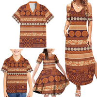 Fiji Marau na Kerisimasi Family Matching Summer Maxi Dress and Hawaiian Shirt Gold Tapa Masi Inspired Christmas LT9 - Polynesian Pride