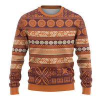 Fiji Marau na Kerisimasi Ugly Christmas Sweater Gold Tapa Masi Inspired Christmas LT9 - Polynesian Pride