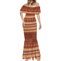 Fiji Marau na Kerisimasi Mermaid Dress Gold Tapa Masi Inspired Christmas LT9 - Polynesian Pride