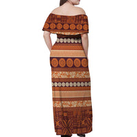 Fiji Marau na Kerisimasi Off Shoulder Maxi Dress Gold Tapa Masi Inspired Christmas LT9 - Polynesian Pride
