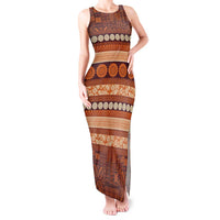 Fiji Marau na Kerisimasi Tank Maxi Dress Gold Tapa Masi Inspired Christmas LT9 Women Gold - Polynesian Pride