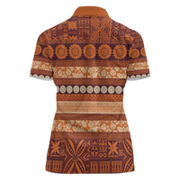 Fiji Marau na Kerisimasi Women Polo Shirt Gold Tapa Masi Inspired Christmas LT9 - Polynesian Pride