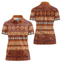 Fiji Marau na Kerisimasi Women Polo Shirt Gold Tapa Masi Inspired Christmas LT9 - Polynesian Pride