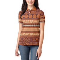 Fiji Marau na Kerisimasi Women Polo Shirt Gold Tapa Masi Inspired Christmas LT9 - Polynesian Pride