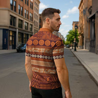 Fiji Marau na Kerisimasi Zipper Polo Shirt Gold Tapa Masi Inspired Christmas LT9 - Polynesian Pride