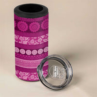 Fiji Marau na Kerisimasi 4 in 1 Can Cooler Tumbler Pink Tapa Masi Inspired Christmas LT9 - Polynesian Pride