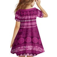 Fiji Marau na Kerisimasi Family Matching Off Shoulder Maxi Dress and Hawaiian Shirt Pink Tapa Masi Inspired Christmas LT9 - Polynesian Pride