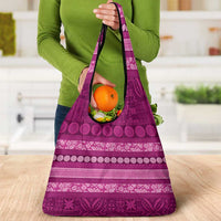 Fiji Marau na Kerisimasi Grocery Bag Pink Tapa Masi Inspired Christmas - Polynesian Pride