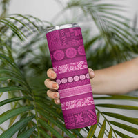 Fiji Marau na Kerisimasi Skinny Tumbler Pink Tapa Masi Inspired Christmas LT9 - Polynesian Pride