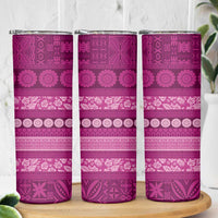 Fiji Marau na Kerisimasi Skinny Tumbler Pink Tapa Masi Inspired Christmas LT9 - Polynesian Pride