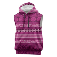 Fiji Marau na Kerisimasi Sleeveless Hoodie Pink Tapa Masi Inspired Christmas LT9 Pink - Polynesian Pride